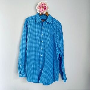 Vineyard Vines Whale Shirt Blue Gingham Plaid Men’s XL